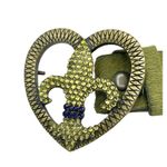 Bridget Shuster Cowhide Wide Green Belt Fleur De Lis Heart Brass Rhinestones 32 Photo 1