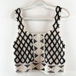 Z Supply  Calle Square Neck Crochet Cropped Tank Top Tan Black Small Photo 0