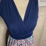 GILLI Womens Navy Print Sleeveless Surplice 2fer Shay Maxi Dress Size Small Black Photo 1