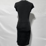 & Other Stories Cupro Blend Cap Sleeve Fitted Ruched Dress Black Size 4 Photo 11