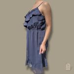 American Eagle  Outfitters Navy Blue Ruffle Spaghetti Strap Chiffon Dress M Photo 2