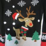 No Boundaries Ugly Christmas Sweater Dress Black Red Rudolph Reindeer  S (3-5) Photo 4