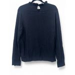 J. Crew | L | Ruffle Neck Cotton Knit Sweater in Black Top Womens Pullover Size L Photo 5
