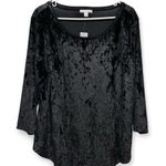 Dress Barn Women's Black Scoop Neck 3/4 Sleeve Stretch Velvet Blouse Size XL Photo 0