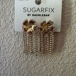 Gold and Red Floral Earrings Photo 1