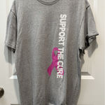 Womens Grey Support The Cure Pink Ribbon Breast Cancer Awareness T Shirt L Gray Size undefined Photo 0