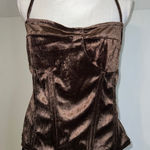Pretty Little Thing Women's Brown Velvet Skirt Set, Size 14/16 Photo 0