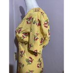 Jill Stuart  Puff Sleeve Yellow Floral Fit & Flare MIDI Dress 0 Photo 3