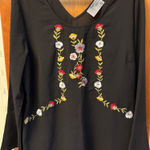Ruff Hewn  Black Top with Floral Embroidery Photo 0