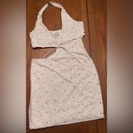 Oh Polly  St. Tropez Halter Neck Cut Out Embellished Mini Dress in White Size 6 Photo 5