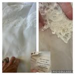 Vintage 1970s Sheer Lace High Neck Bridal Wedding Gown with Bow Detail XS White Photo 12