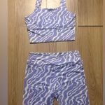 Purple and White Patterned biker shorts Activewear Set ladies small Photo 0
