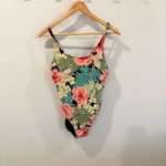 Hurley Floral One-Piece Swimsuit - Green and Pink Size Medium Photo 6