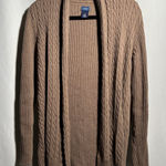 IZOD Womens Brown Mocha Mousse Cable Knit Open Cardigan Sweater L Academia Prep Photo 0