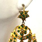 Hyderabadi jadau Earrings in green and pearl Indian jewelry Photo 3