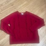 Brooks Brothers  RED PULLOVER FLEECE WOOL RUFFLE SWEATER SIZE LARGE Photo 0