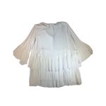 FOR THE REPUBLIC White Pleated Tiered V Neck Bell Sleeve Tunic Top XL Photo 1