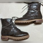 Madewell Size 6 The Clair Lace-Up Boot in Croc Embossed Leather Combat Boot Photo 2