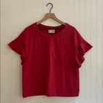 Anthropologie Saturday Sunday Ellie Ruffle Short Sleeve Sweatshirt Top Size L Photo 1
