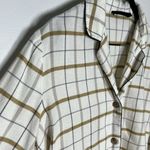 Jenni Kayne  Sz XS Flannel Pajama Top Button Front Plaid Ivory Photo 3