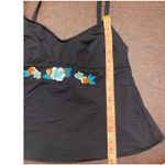 Coco reef  34DD Black Tankini Top Embroidered Sequin Blue Floral Adjustable Strap Photo 5