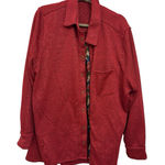 Soft Surroundings Red Knit Boho Button Up Shirt Jacket | 3X Aztec Trim Shacket Photo 0