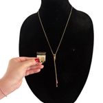 Zipper Lariat Bolo Style Necklace With Matching Earrings Gold Photo 2