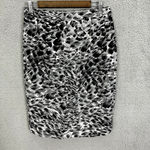 Talbots  Pencil Skirt Women 6 Black Gray Abstract Zipper Accent Artsy Career Boho Photo 2