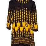 J.Crew  100% Silk Abstract Tunic 3/4 Sleeves Mini Dress Pockets 4 Brown Yellow Photo 0