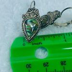 Multicolor Abalone Shell Pierced Earrings in Silver Tone Metal Photo 11