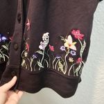 Bechamel Vintage Womens L Embroidered Short Sleeve Cardigan‎ Top Spring Floral Black Size L Photo 3
