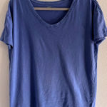 Aerie  Shirt Women SM Blue Soft V Neck Distressed Oversized Boho Lounge Sporty Photo 0