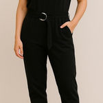 A.P.C. Black Belted Jumpsuit Size 36 or 4 Short Sleeve Minimalist Parisian Photo 0