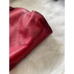 Large Red Leather Tote Bag With Double Handles Front Zipper Pocket Photo 7