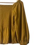 Madewell  Lucie Smocked Peplum Top in Antique Gold Photo 12
