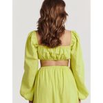 Charlie Holiday  Lime Green Puff Sleeve Crop Top M Photo 2