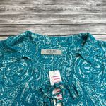 Lucy Love Women's Tunic Length Paisley Blouse Teal Turquoise White L LG Large Photo 2
