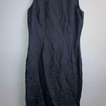 Talbots Black Midi Dress with Button Accents 100% Irish linen Photo 0