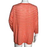 J. Jill Sweater Womens Large Orange‎ White Stripe Linen Blend Lightweight Casual Orange Photo 2