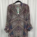 Lavender Brown Stitch Fix Burgundy Jenna Split Neck Silk Blouse Sz.M NWT Photo 0