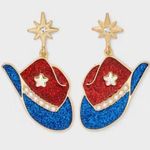 Oh my stars cowgirl Americana earrings Red White Blue pearls fashion jewelry Gold Photo 0