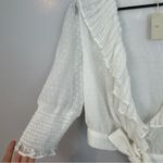 Maje MWT  Plumeti Cropped White Wrap Ruffle V-neck Wrap Blouse Size 2 NEW Photo 8
