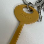 Fossil Vintage Keyper Key Charm Purse Hang Tag Fob Mustard Yellow Silver Photo 2