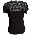 LeRoy Knitwear Vintage Black Crochet Top | EUC | Scalloped Hem Size M Photo 2