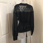 Whimsygoth grunge Black lace long lantern bishop sleeve wrap top V Photo 2