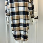 Warm Plaid Long Sleeve Flannel Dress Polyester Thick Material Brown Black Size L Size L Photo 4