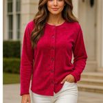 Cherokee Large Red Velour Button Front Long Sleeve Cardigan Top City Chic Casual Photo 0