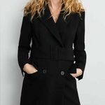 ZARA Belted Blazer Dress Women’s Size Medium Black Double Breasted Short Photo 0