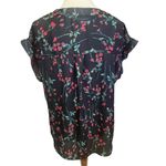 Jon & anna Contemporary Black Floral Short Sleeve V-Neck Blouse Size X-Large-N Photo 4