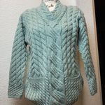 Carraigdonn Mint Green Cable Knit Merino Wool Sweater A55 Size L Photo 0